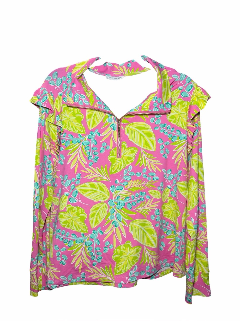 NWT Mary Square Size Large Pink Tropical Charleston Print UPF 50+ Pullover